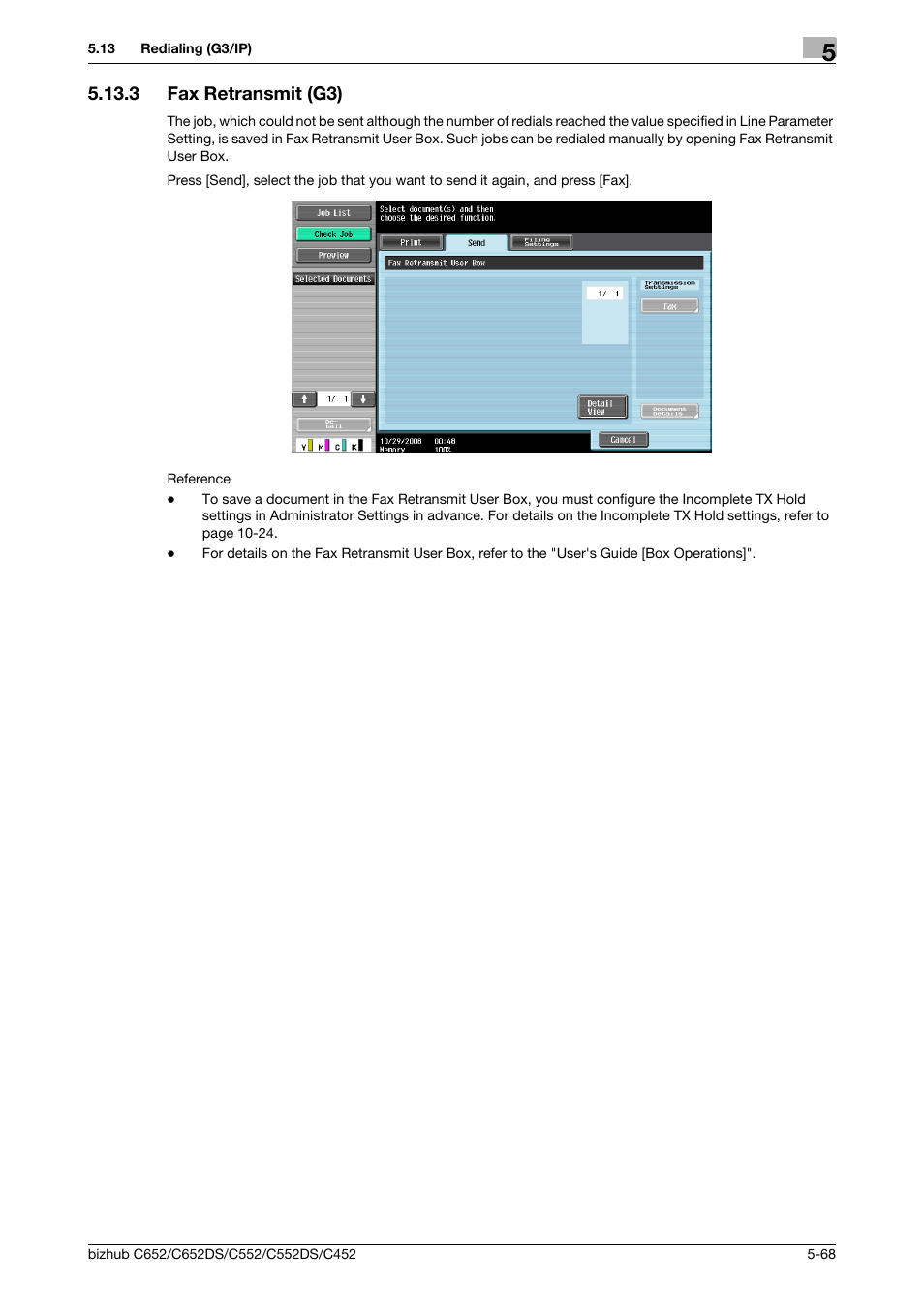 3 fax retransmit (g3), Fax retransmit (g3) -68 | Konica Minolta BIZHUB C652DS User Manual | Page 118 / 294