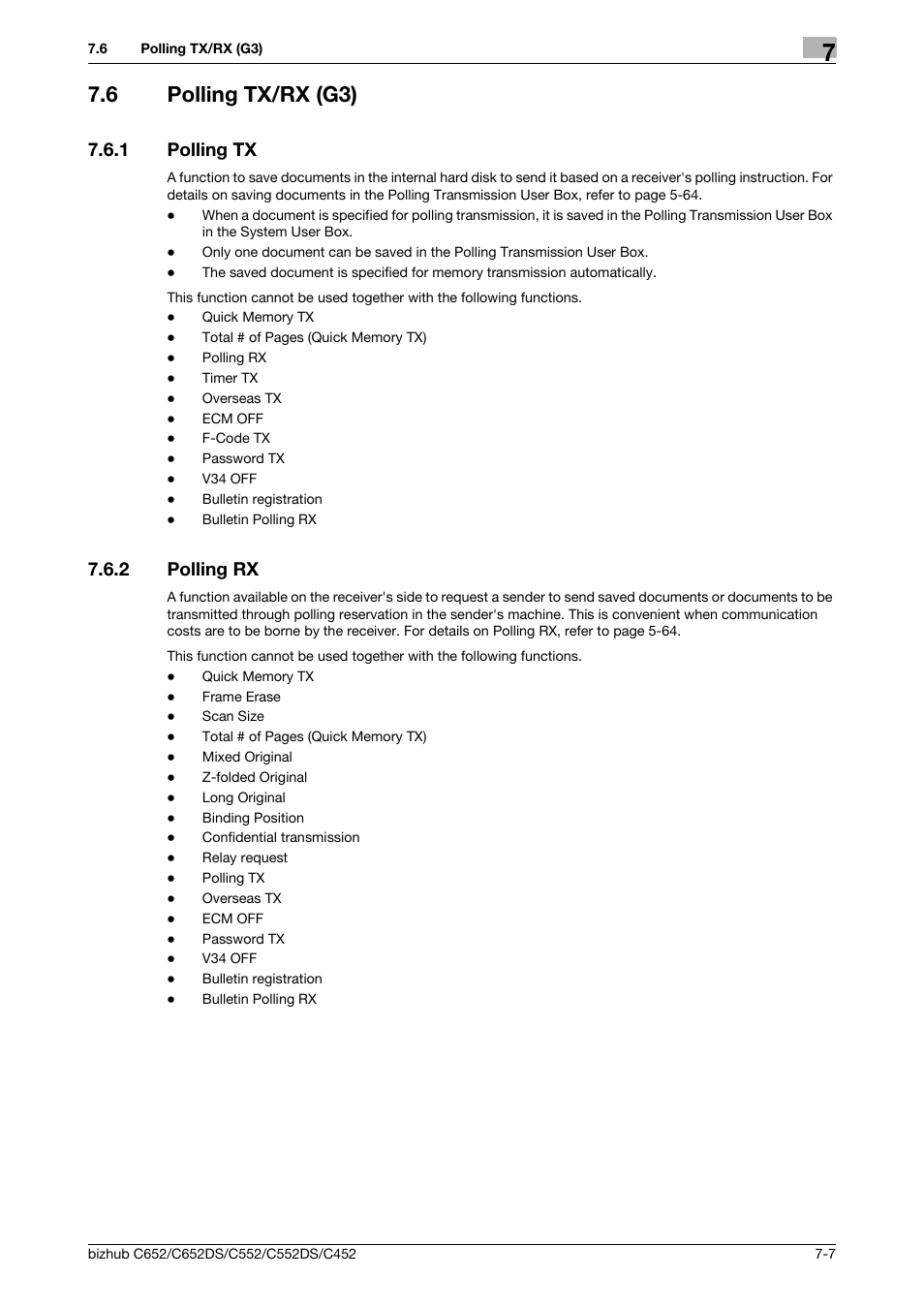 6 polling tx/rx (g3), 1 polling tx, 2 polling rx | Polling tx/rx (g3) -7, Polling tx -7, Polling rx -7 | Konica Minolta BIZHUB C652DS User Manual | Page 138 / 294