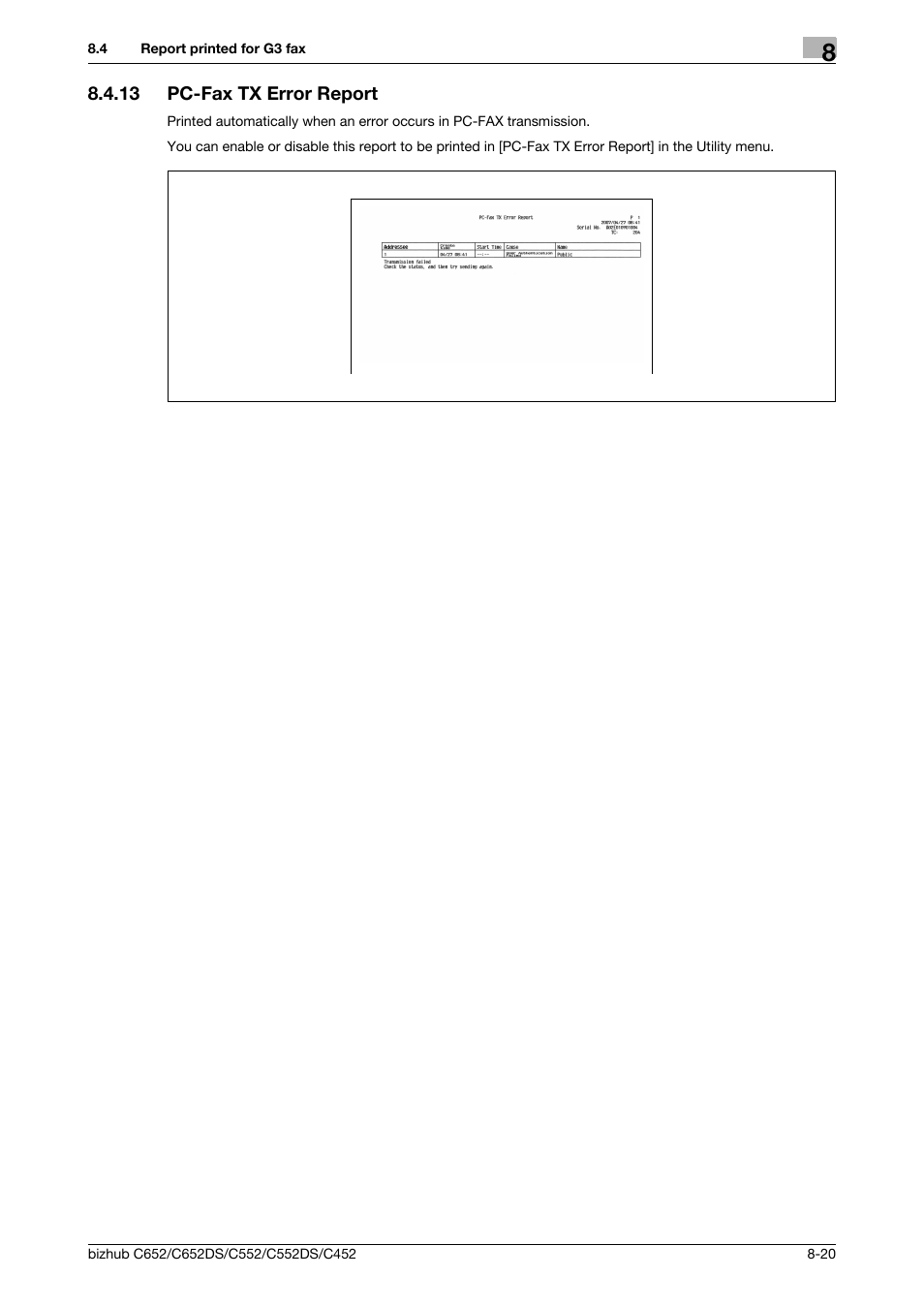 13 pc-fax tx error report, Pc-fax tx error report -20 | Konica Minolta BIZHUB C652DS User Manual | Page 159 / 294