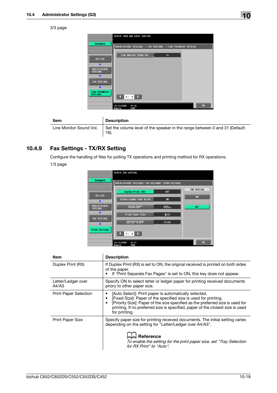 9 fax settings - tx/rx setting, Fax settings - tx/rx setting -18, P. 10-18) | Konica Minolta BIZHUB C652DS User Manual | Page 207 / 294