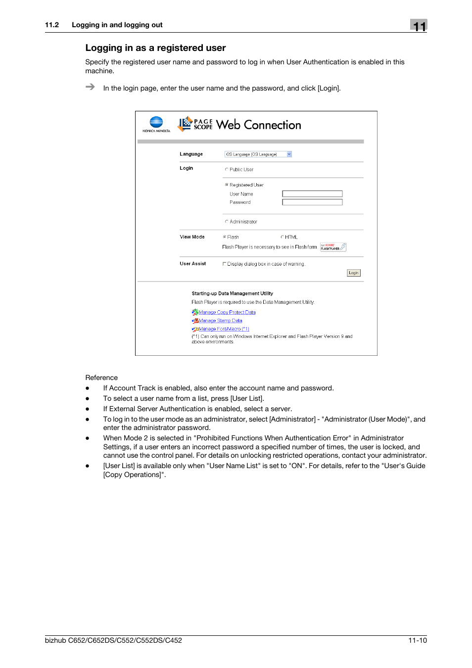 Logging in as a registered user, Logging in as a registered user -10 | Konica Minolta BIZHUB C652DS User Manual | Page 239 / 294