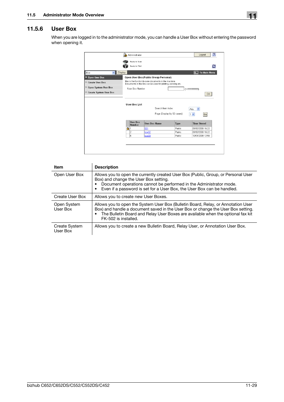 6 user box, User box -29 | Konica Minolta BIZHUB C652DS User Manual | Page 258 / 294