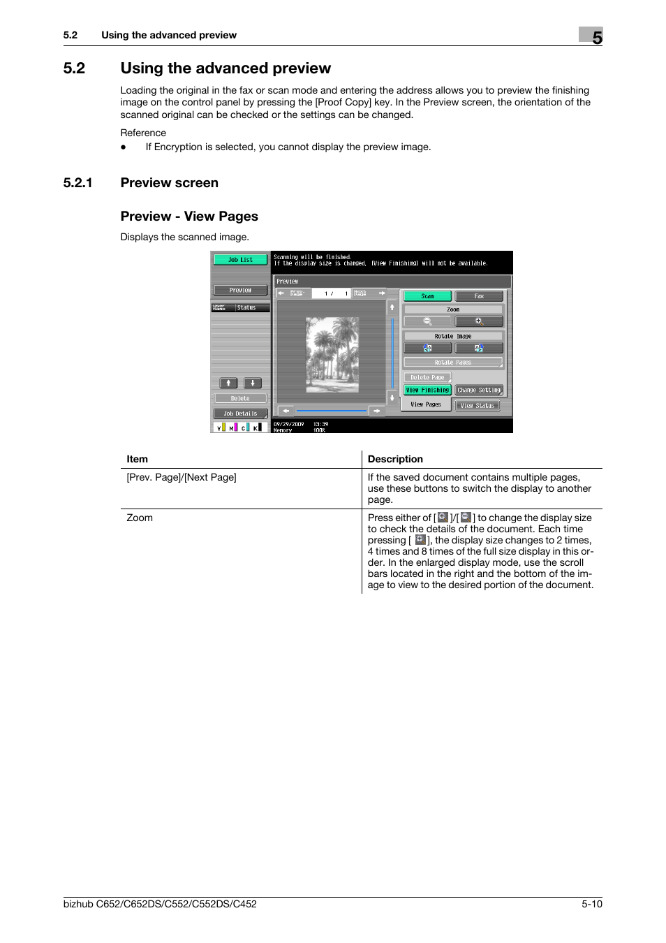 2 using the advanced preview, 1 preview screen, Using the advanced preview -10 | Konica Minolta BIZHUB C652DS User Manual | Page 60 / 294