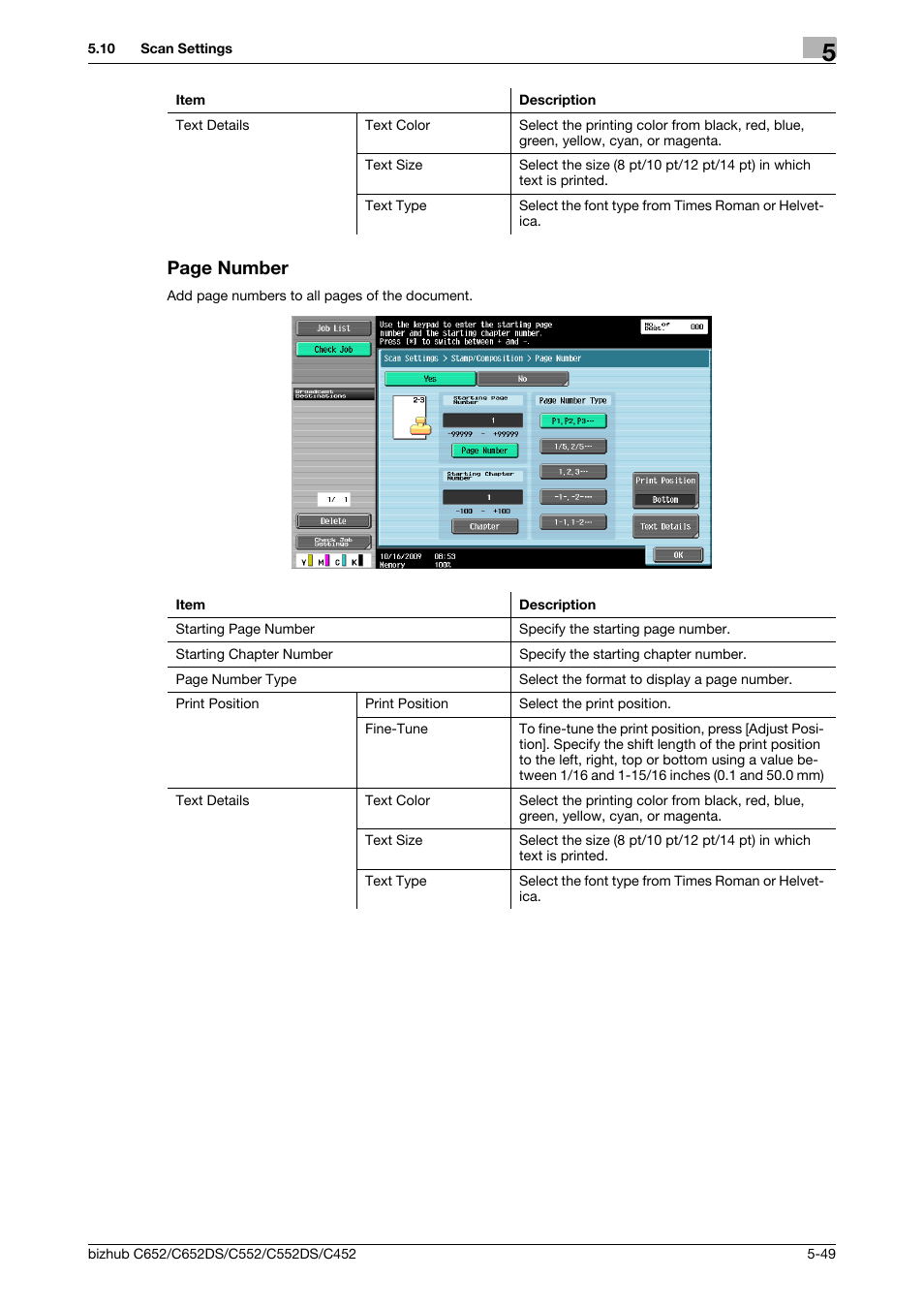 P. 5-49), Page number | Konica Minolta BIZHUB C652DS User Manual | Page 99 / 294