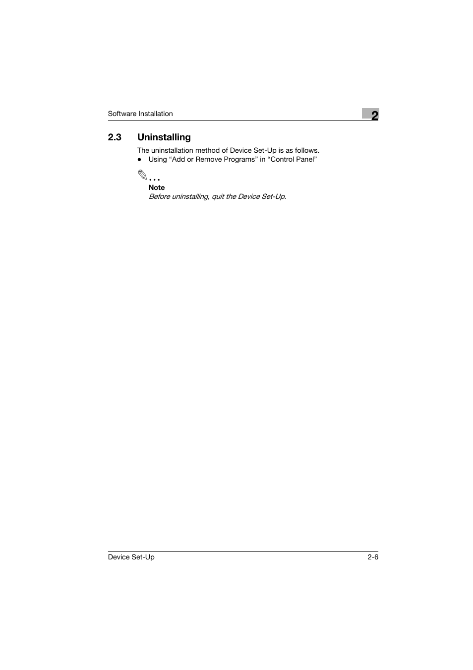 3 uninstalling, Uninstalling -6 | Konica Minolta Biznub Series User Manual | Page 13 / 67