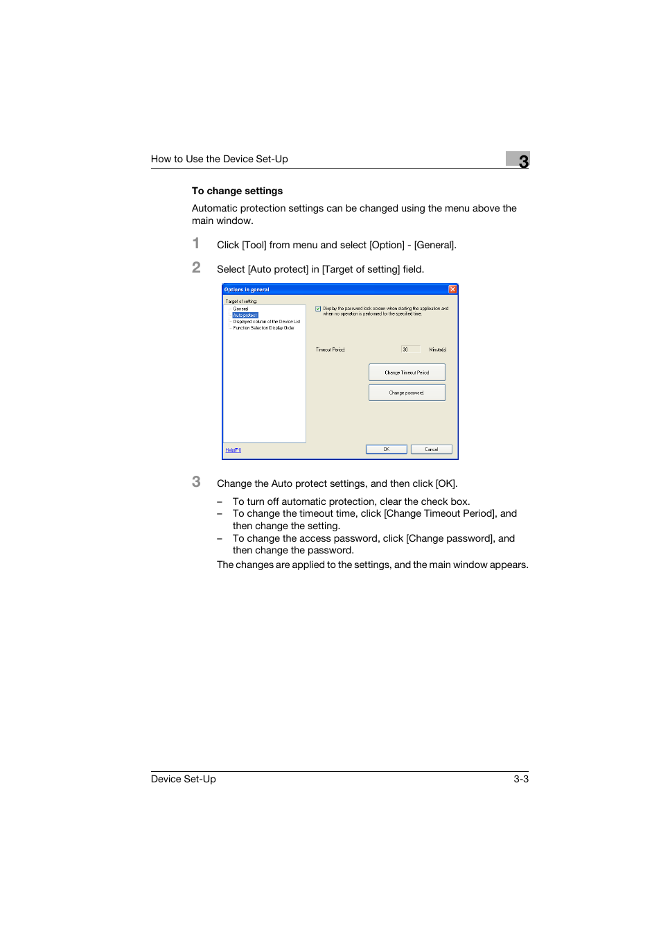 To change settings, To change settings -3 | Konica Minolta Biznub Series User Manual | Page 16 / 67