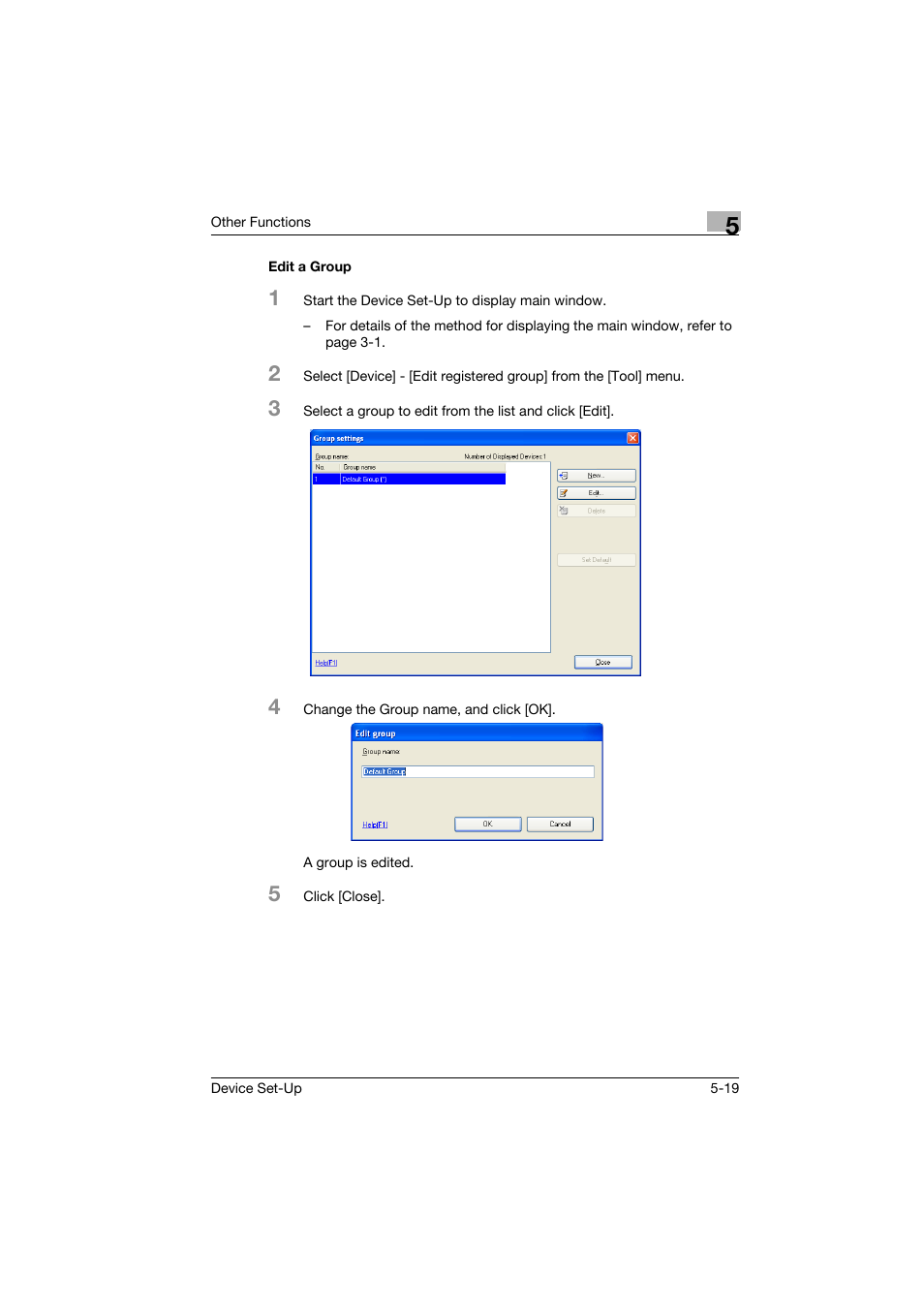 Edit a group, Edit a group -19 | Konica Minolta Biznub Series User Manual | Page 55 / 67