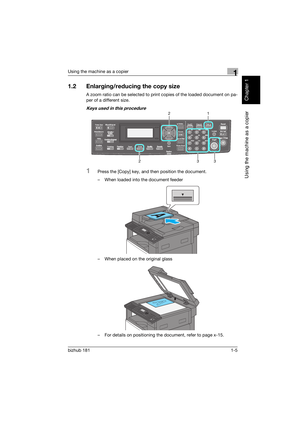 2 enlarging/reducing the copy size, Enlarging/reducing the copy size -5 | Konica Minolta bizhub 181 User Manual | Page 44 / 144