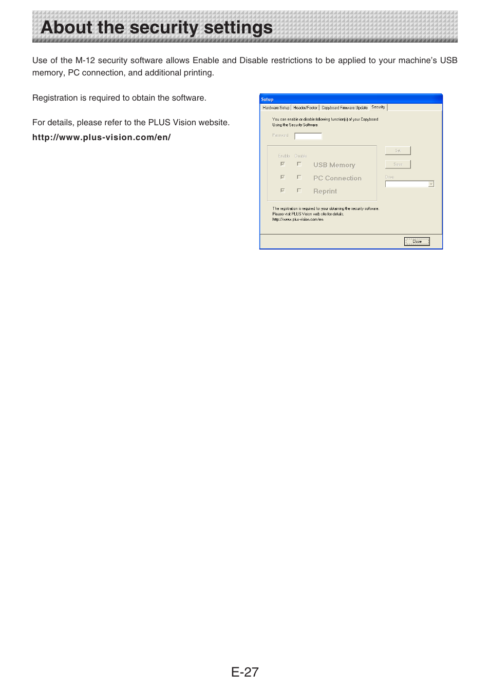 About the security settings | Konica Minolta magicolor plus User Manual | Page 27 / 28
