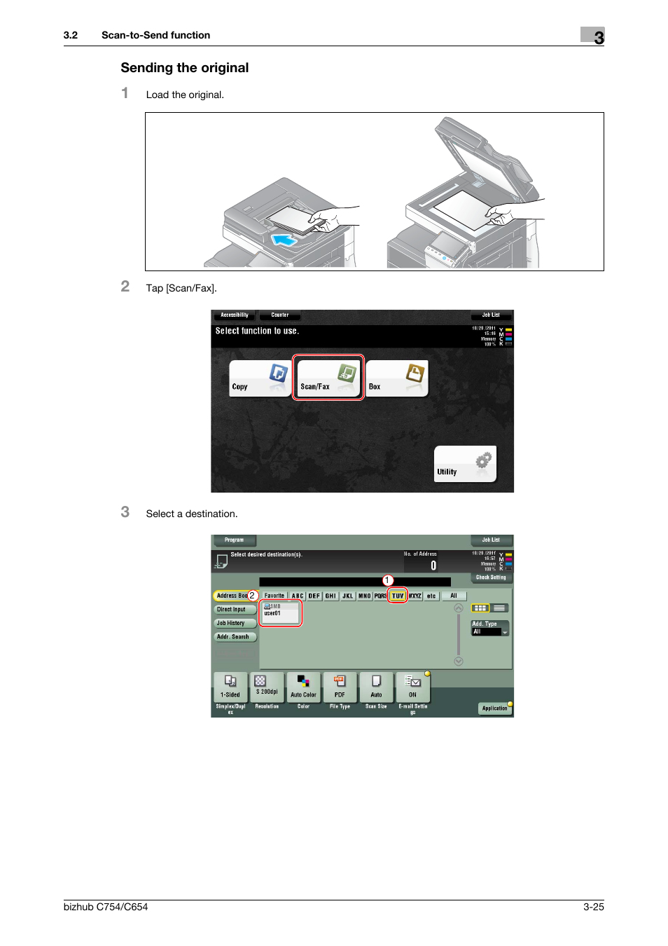 Sending the original, Sending the original -25 | Konica Minolta bizhub C654 User Manual | Page 81 / 130