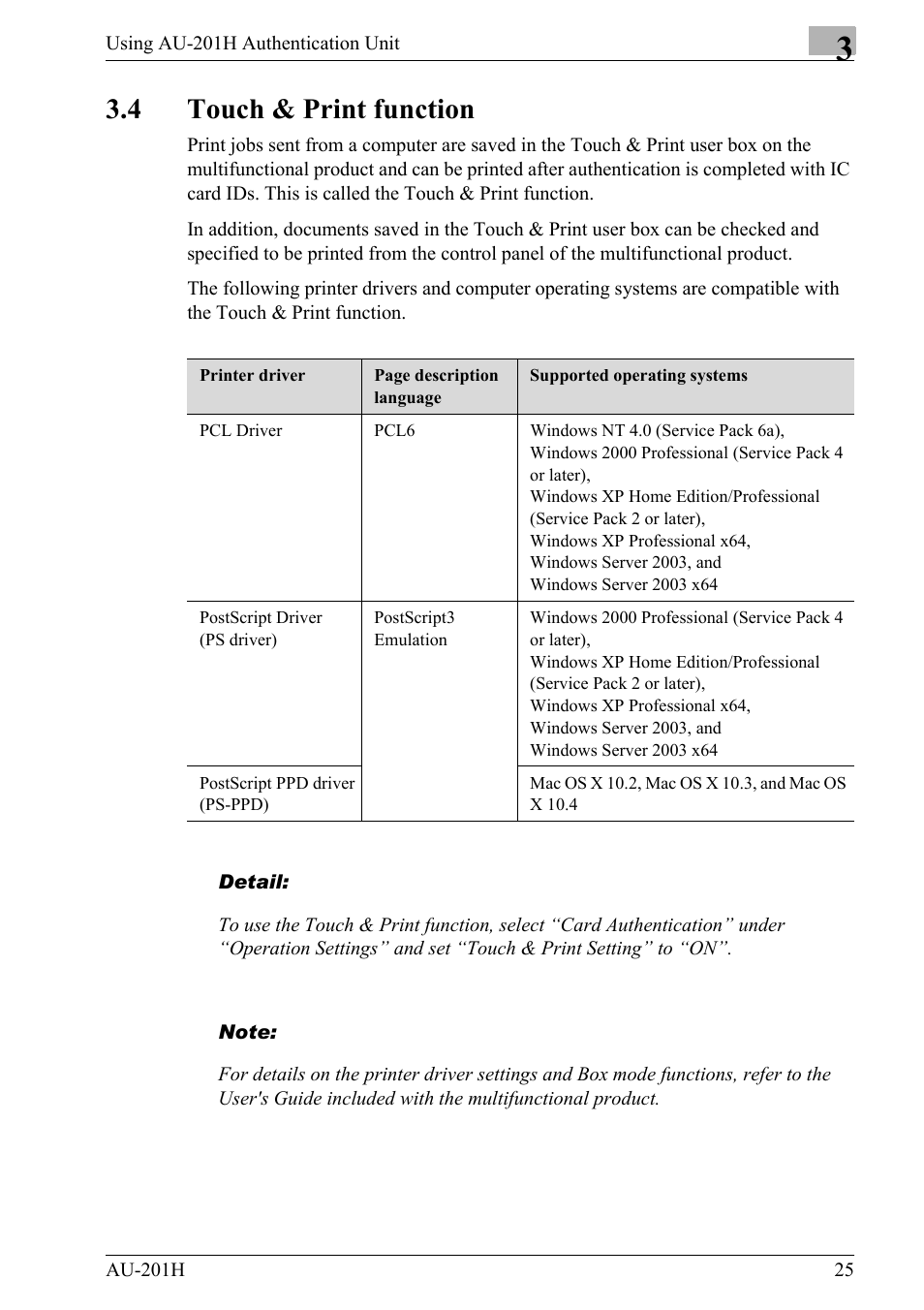 4 touch & print function, Touch & print | Konica Minolta bizhub 652 User Manual | Page 25 / 38