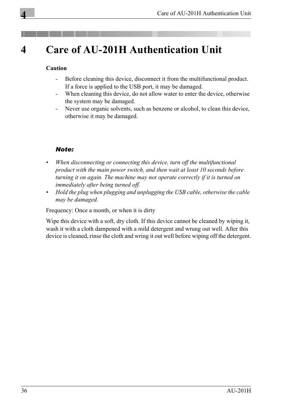 4 care of au-201h authentication unit, 4care of au-201h authentication unit | Konica Minolta bizhub 652 User Manual | Page 36 / 38