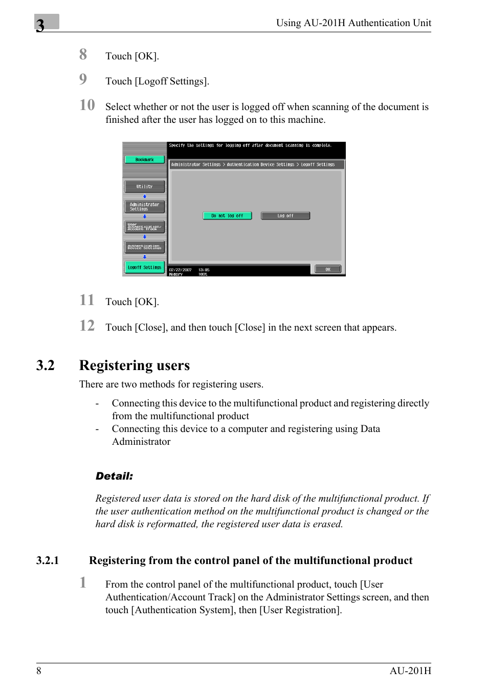 2 registering users | Konica Minolta bizhub 652 User Manual | Page 8 / 38