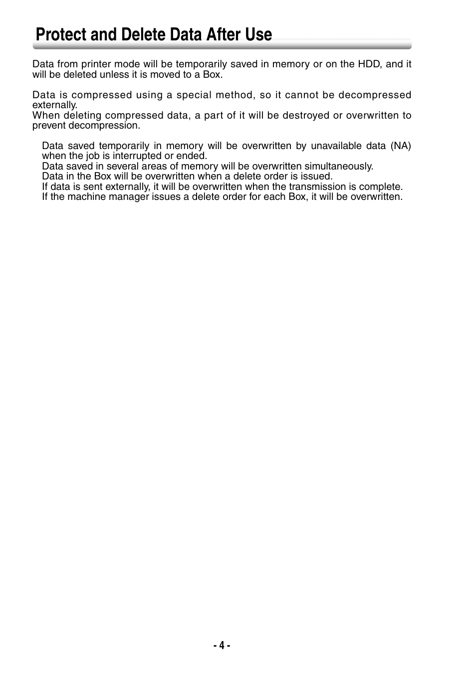 Protect and delete data after use | Konica Minolta bizhub PRO 1050eP User Manual | Page 12 / 48