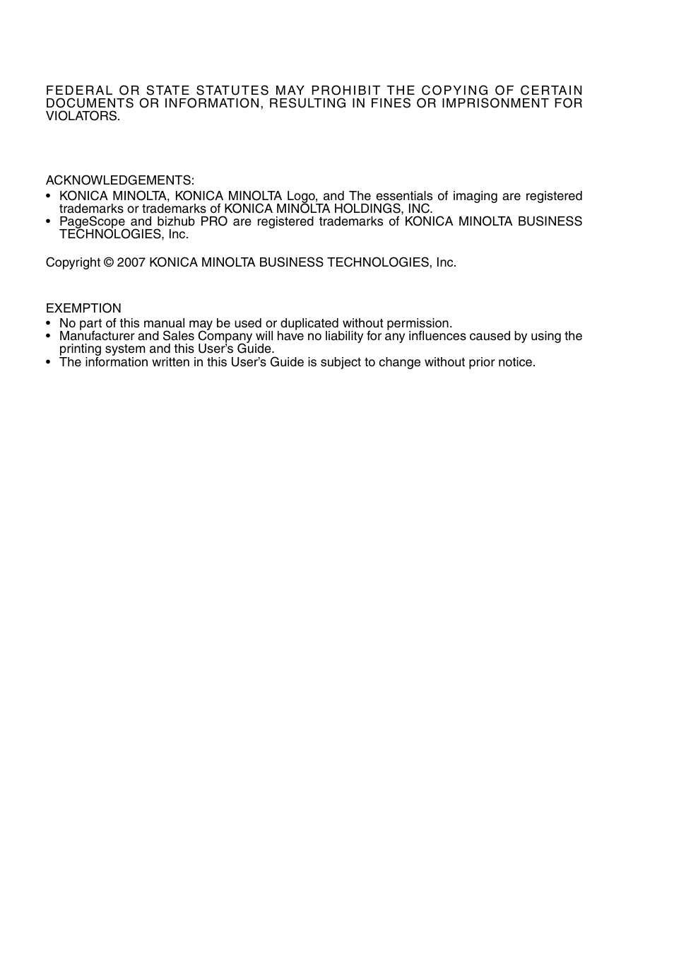 Konica Minolta bizhub PRO 1050eP User Manual | Page 4 / 48
