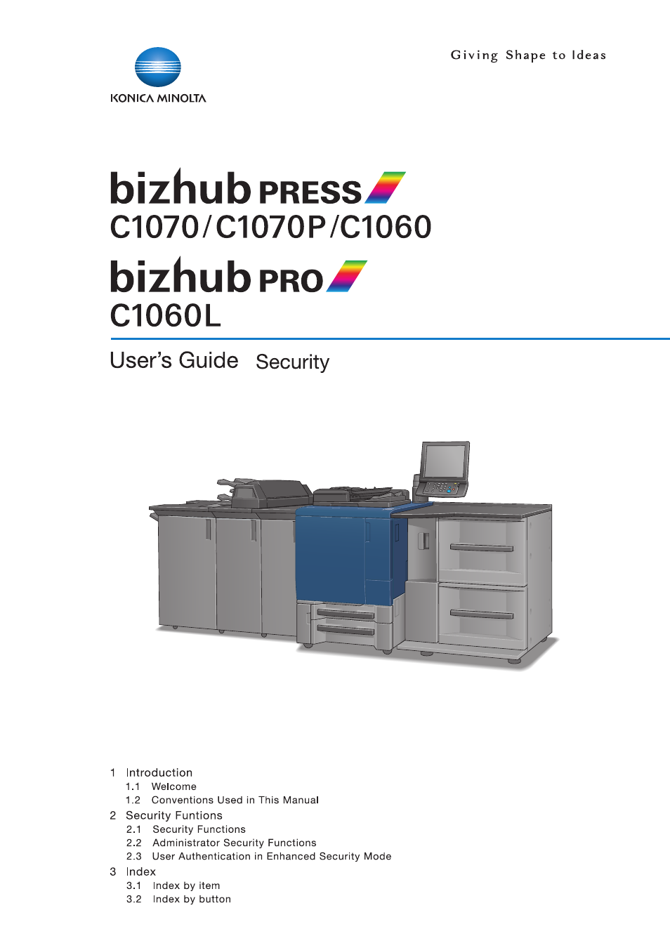 Konica Minolta bizhub PRESS C1060 User Manual | 68 pages