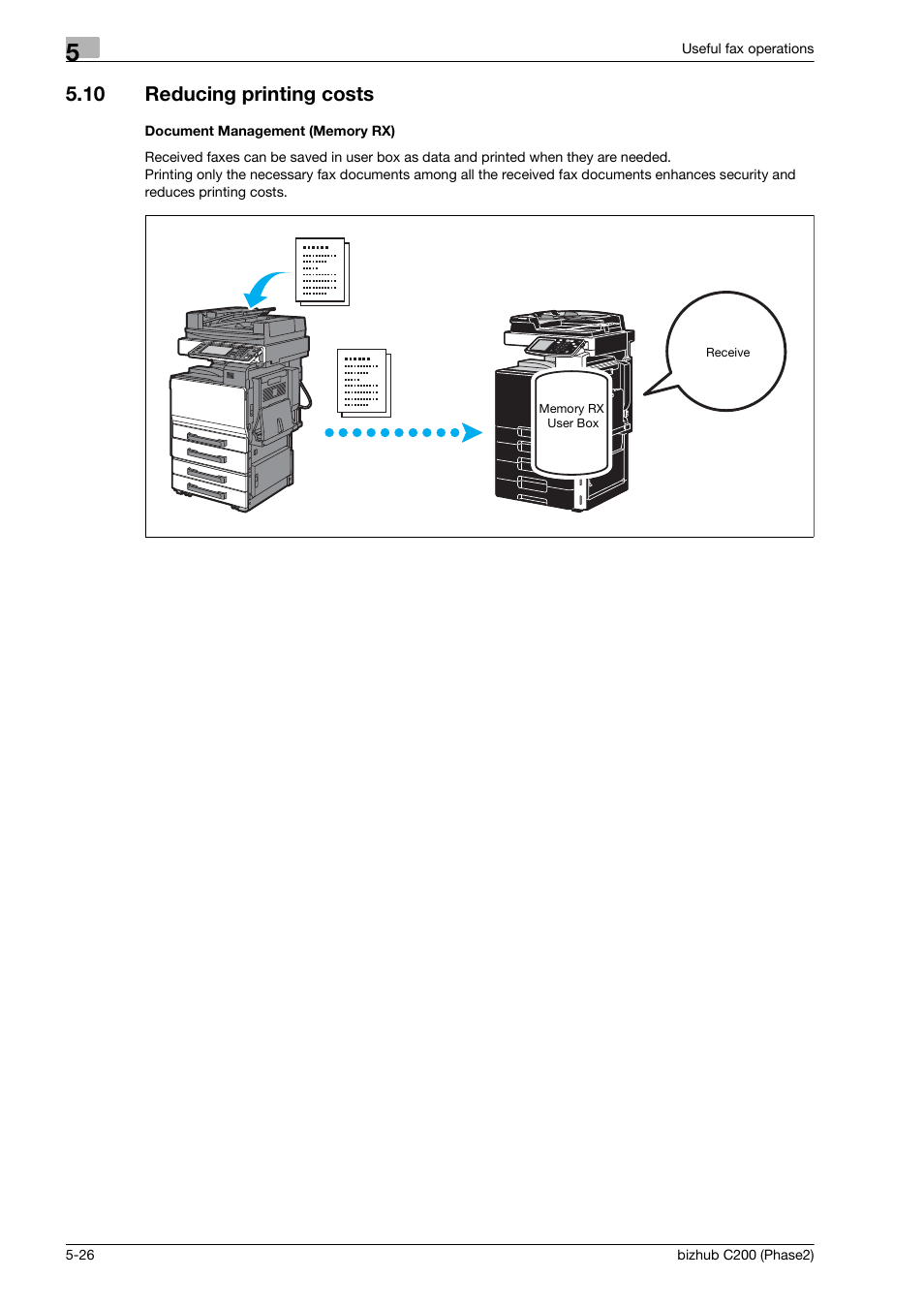 10 reducing printing costs, Document management (memory rx), Reducing printing costs -26 | Konica Minolta bizhub C200 User Manual | Page 128 / 204