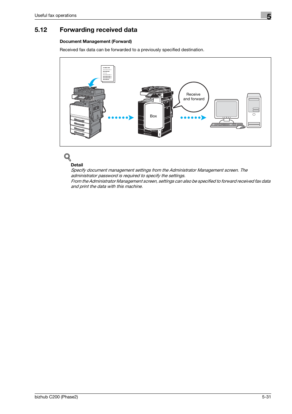 12 forwarding received data, Document management (forward), Forwarding received data -31 | Konica Minolta bizhub C200 User Manual | Page 133 / 204