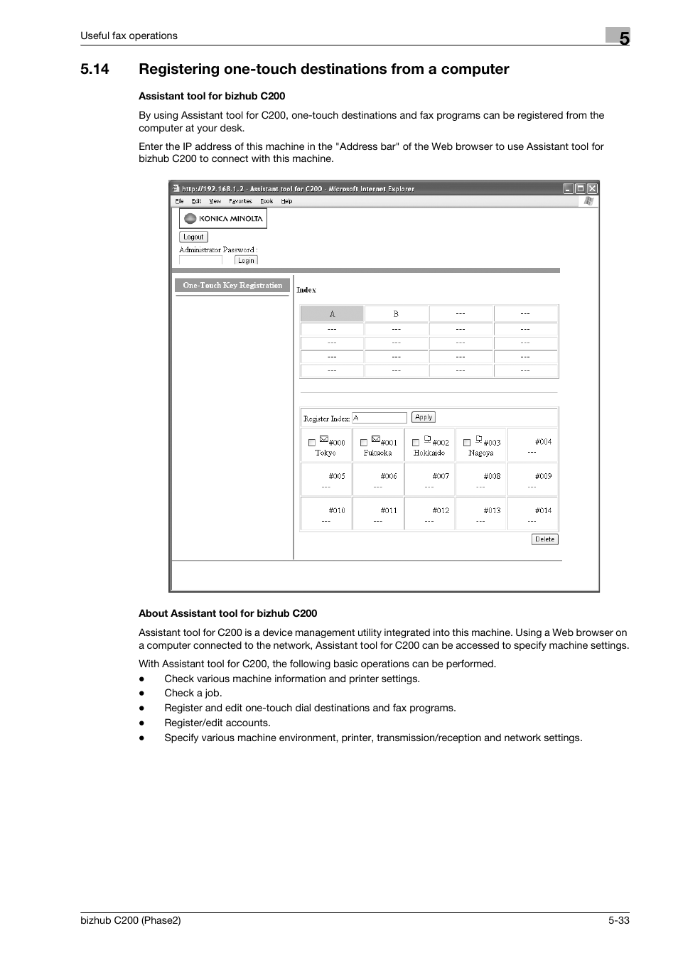 Assistant tool for bizhub c200, About assistant tool for bizhub c200 | Konica Minolta bizhub C200 User Manual | Page 135 / 204