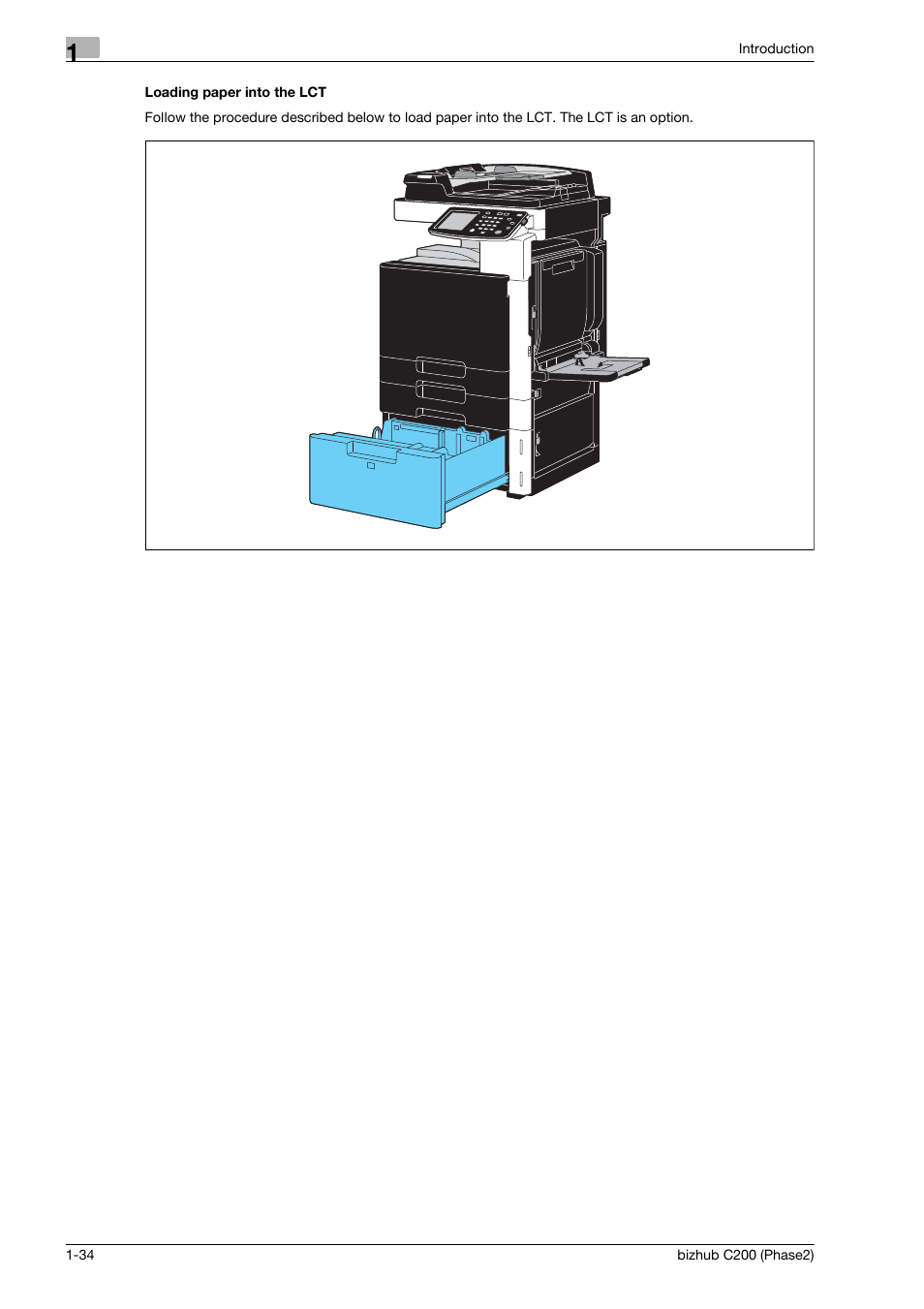 Loading paper into the lct | Konica Minolta bizhub C200 User Manual | Page 38 / 204