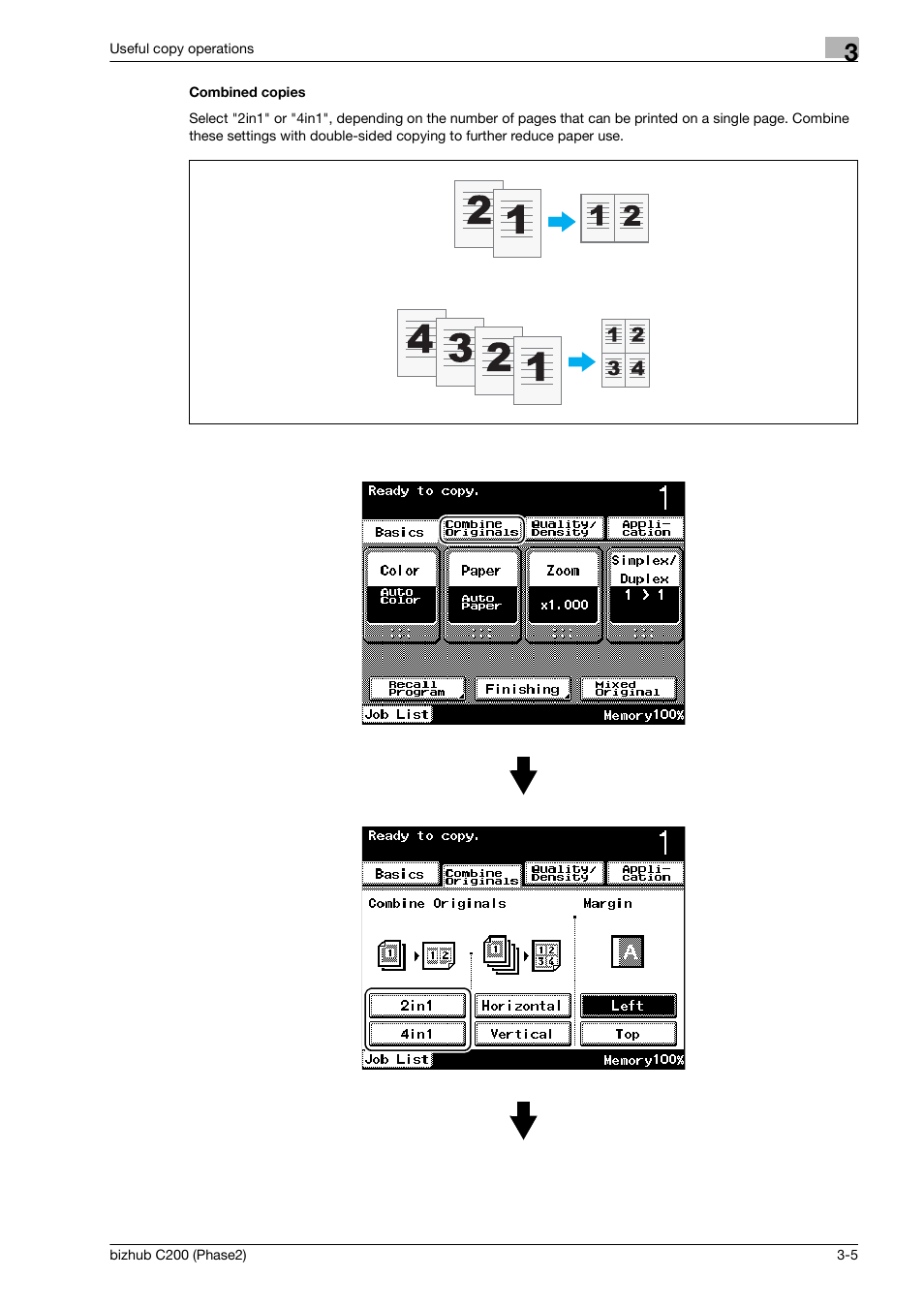 Combined copies | Konica Minolta bizhub C200 User Manual | Page 77 / 204