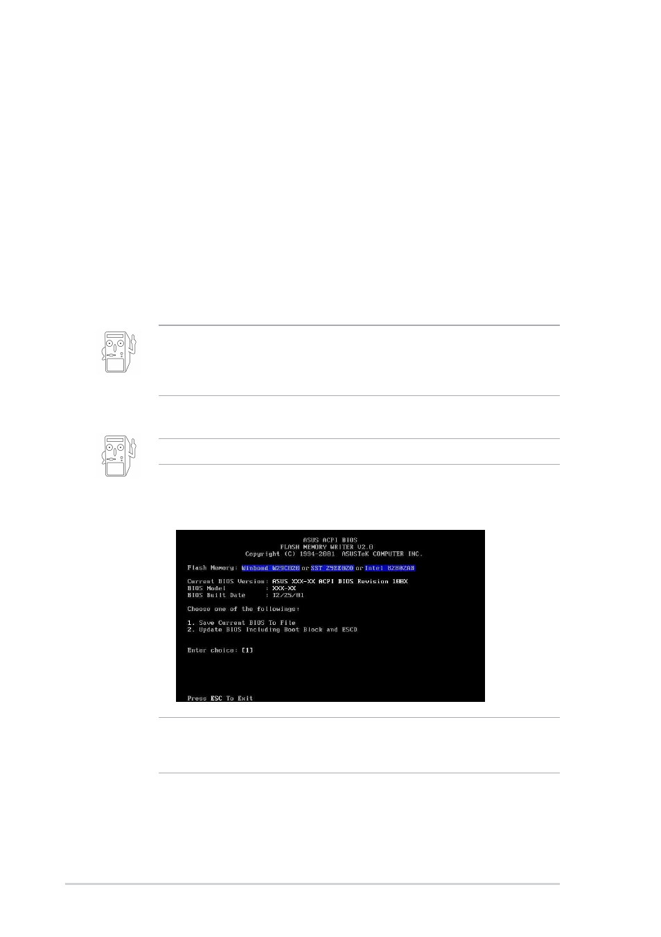 2 using aflash to update the bios | Asus P4S-X User Manual | Page 36 / 64