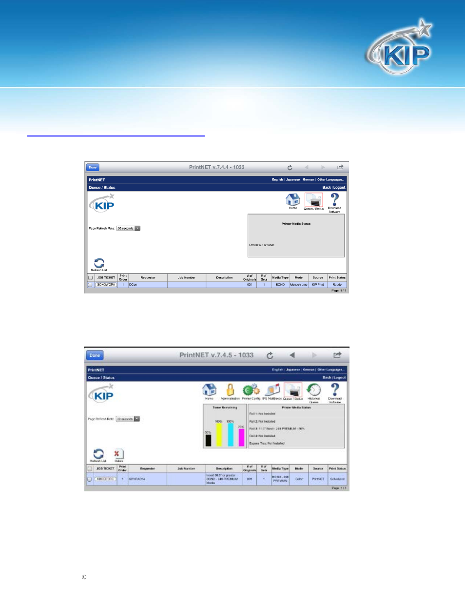 View/manage the print queue, Kip iview & iprint application | Konica Minolta KIP C7800 User Manual | Page 10 / 10
