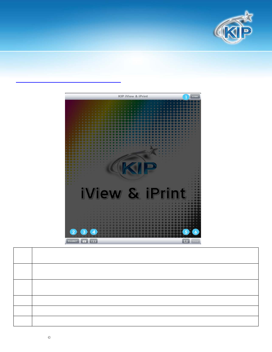 Kip iview & iprint main screen, Kip iview & iprint application | Konica Minolta KIP C7800 User Manual | Page 7 / 10