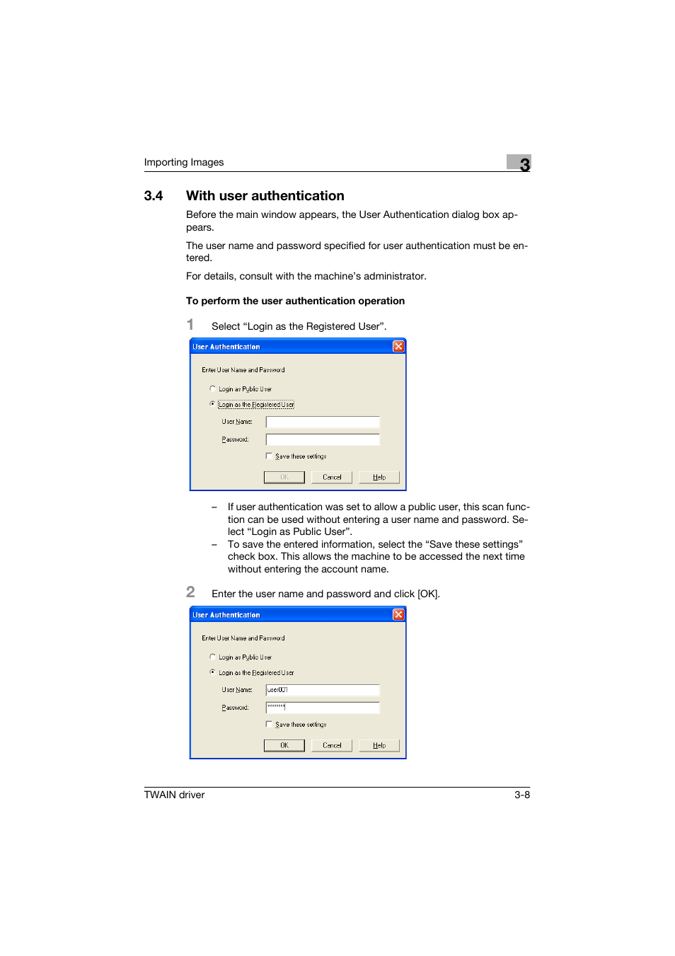 4 with user authentication, To perform the user authentication operation, With user authentication -8 | To perform the user authentication operation -8 | Konica Minolta bizhub C250 User Manual | Page 19 / 36