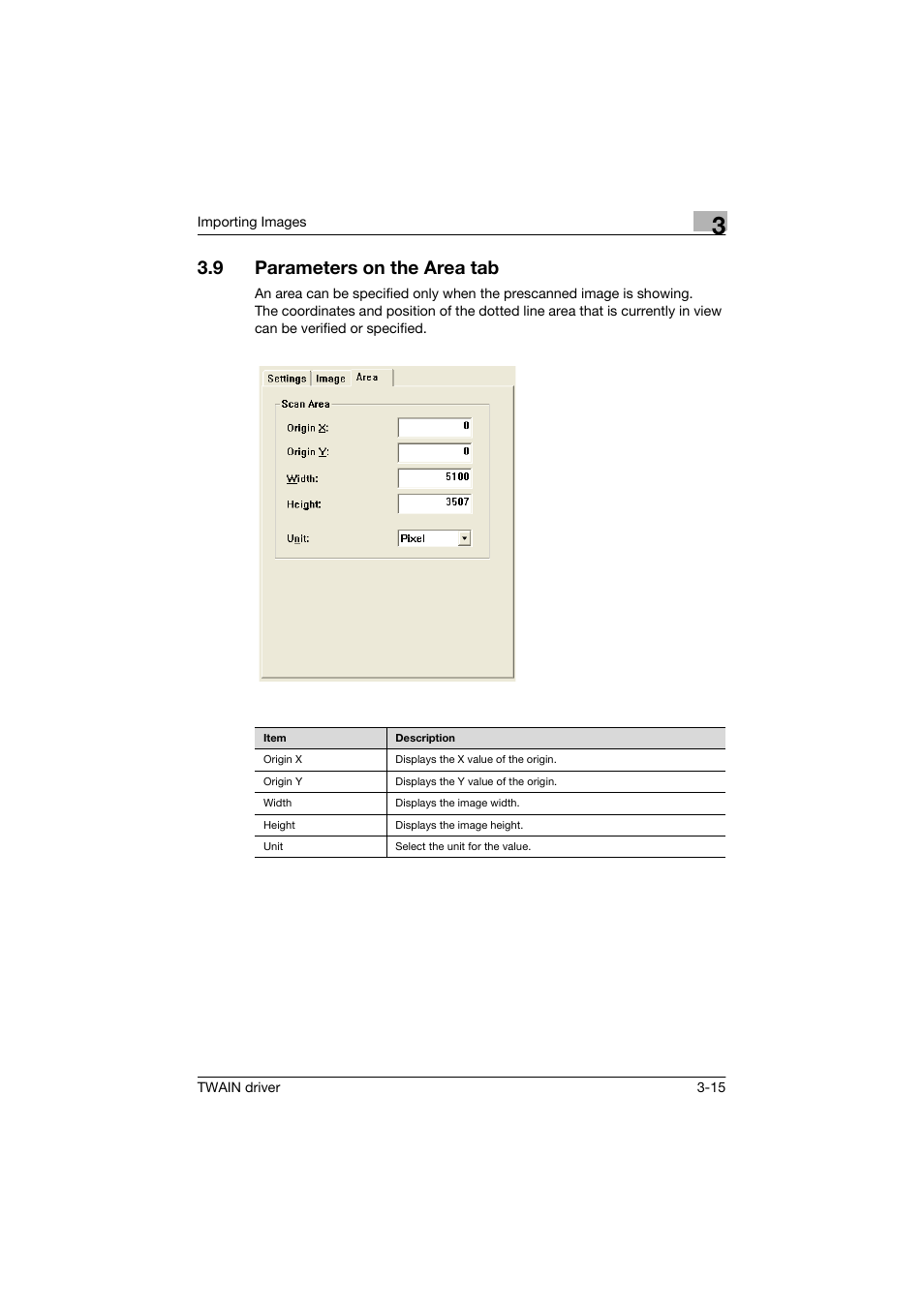 9 parameters on the area tab, Parameters on the area tab -15 | Konica Minolta bizhub C250 User Manual | Page 26 / 36