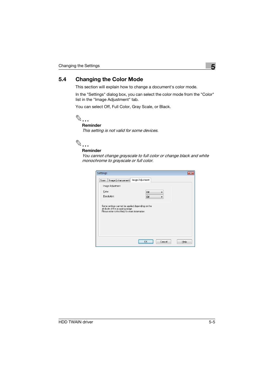 4 changing the color mode, Changing the color mode -5 | Konica Minolta bizhub C754 User Manual | Page 25 / 42