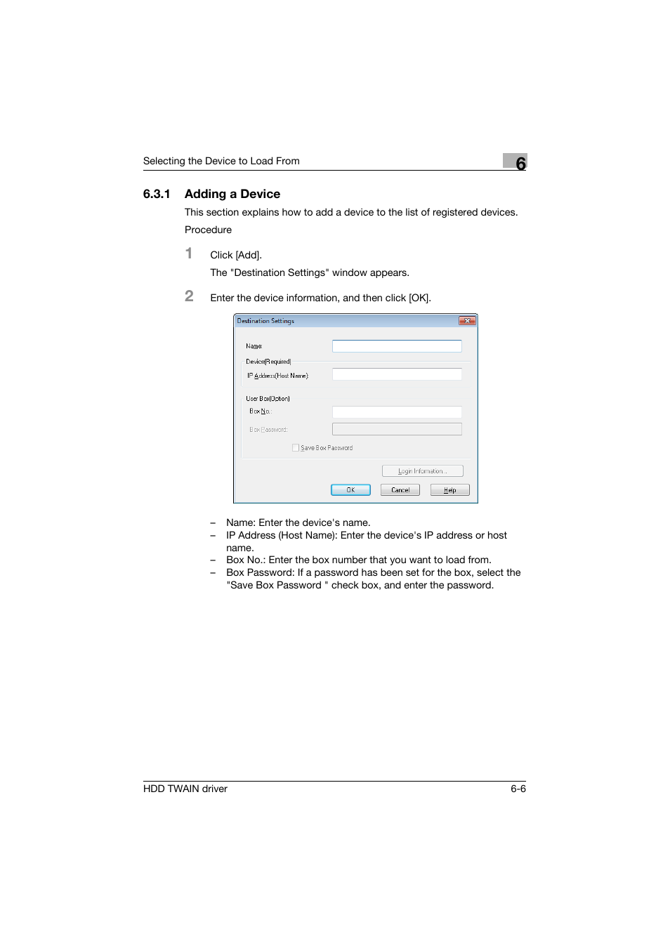 1 adding a device, Adding a device -6 | Konica Minolta bizhub C754 User Manual | Page 32 / 42