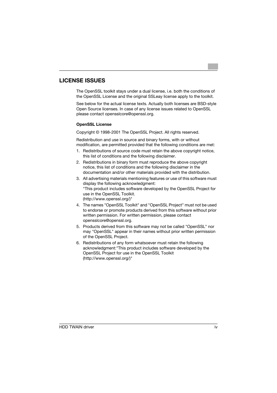 License issues | Konica Minolta bizhub C754 User Manual | Page 5 / 42