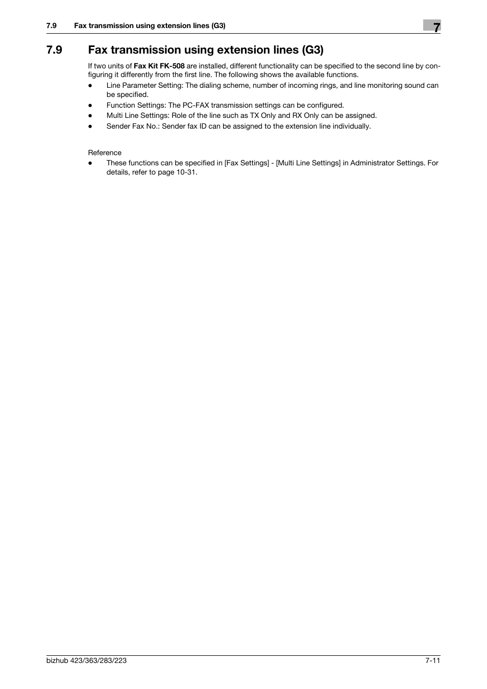 9 fax transmission using extension lines (g3), Fax transmission using extension lines (g3) -11 | Konica Minolta BIZHUB 223 User Manual | Page 155 / 319