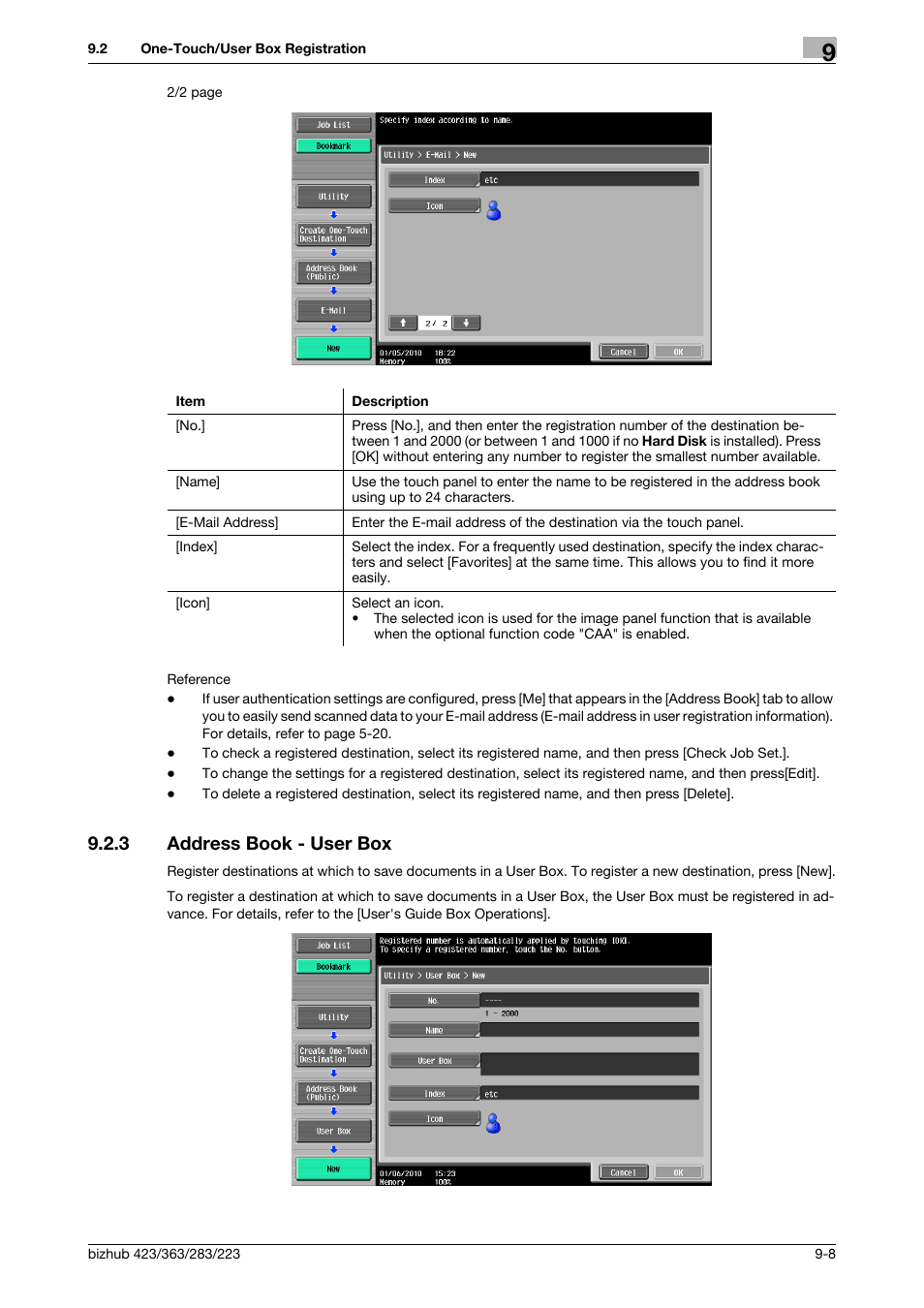 3 address book - user box, Address book - user box -8 | Konica Minolta BIZHUB 223 User Manual | Page 193 / 319