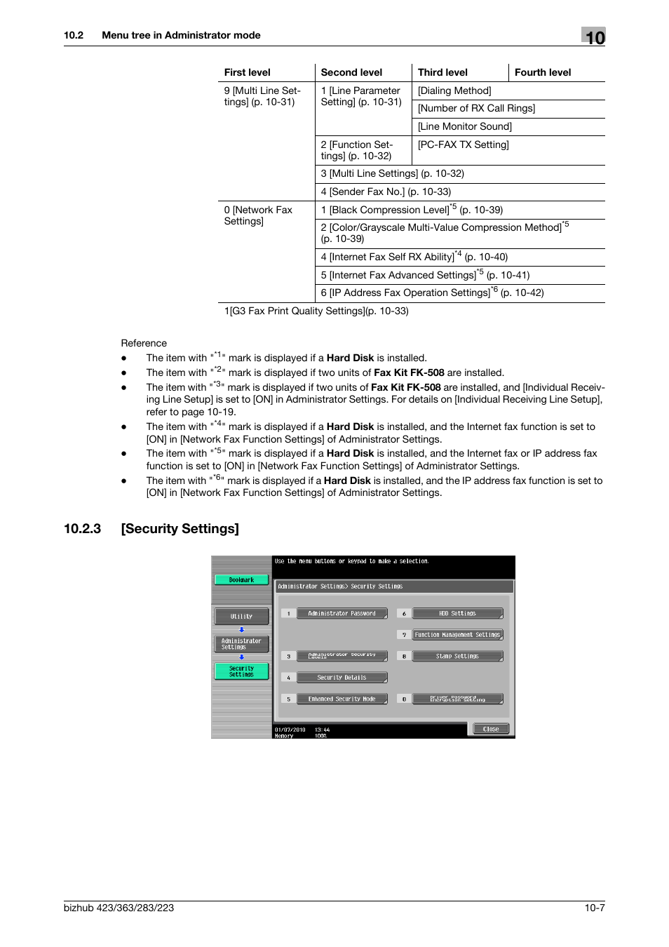 3 [security settings, Security settings] -7 | Konica Minolta BIZHUB 223 User Manual | Page 219 / 319