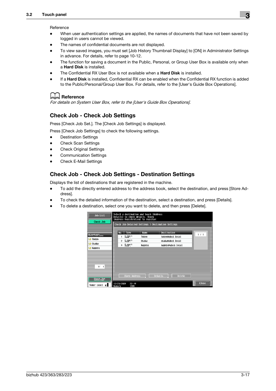 Check job - check job settings | Konica Minolta BIZHUB 223 User Manual | Page 51 / 319