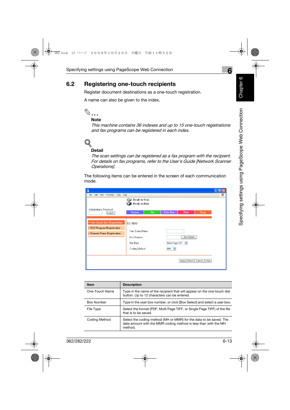 2 registering one-touch recipients, Registering one-touch recipients -13 | Konica Minolta bizhub 282 User Manual | Page 154 / 204