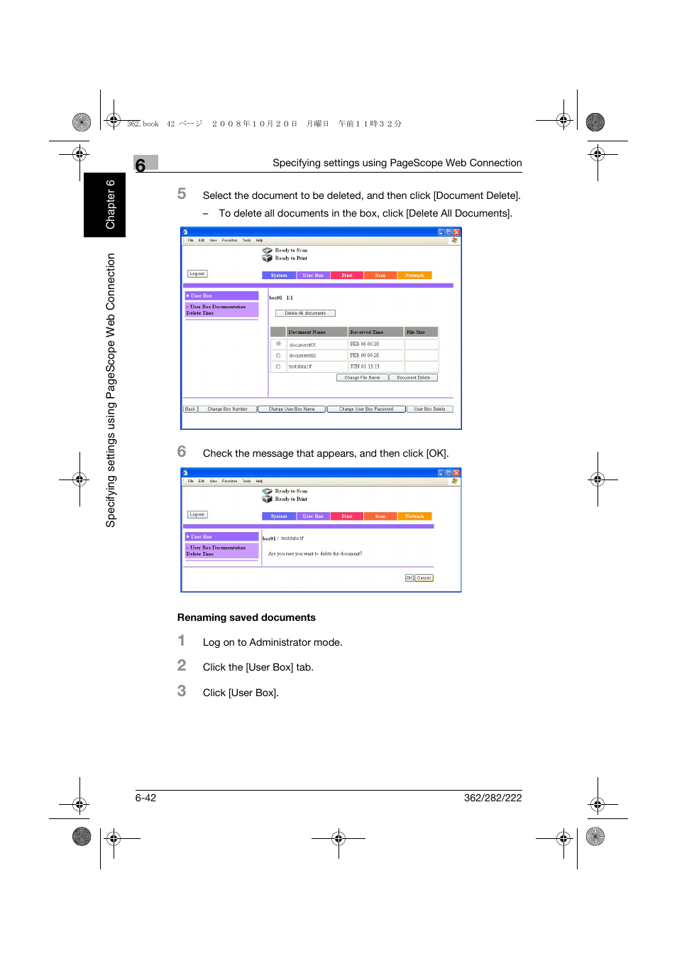 Renaming saved documents, Renaming saved documents -42 | Konica Minolta bizhub 282 User Manual | Page 183 / 204