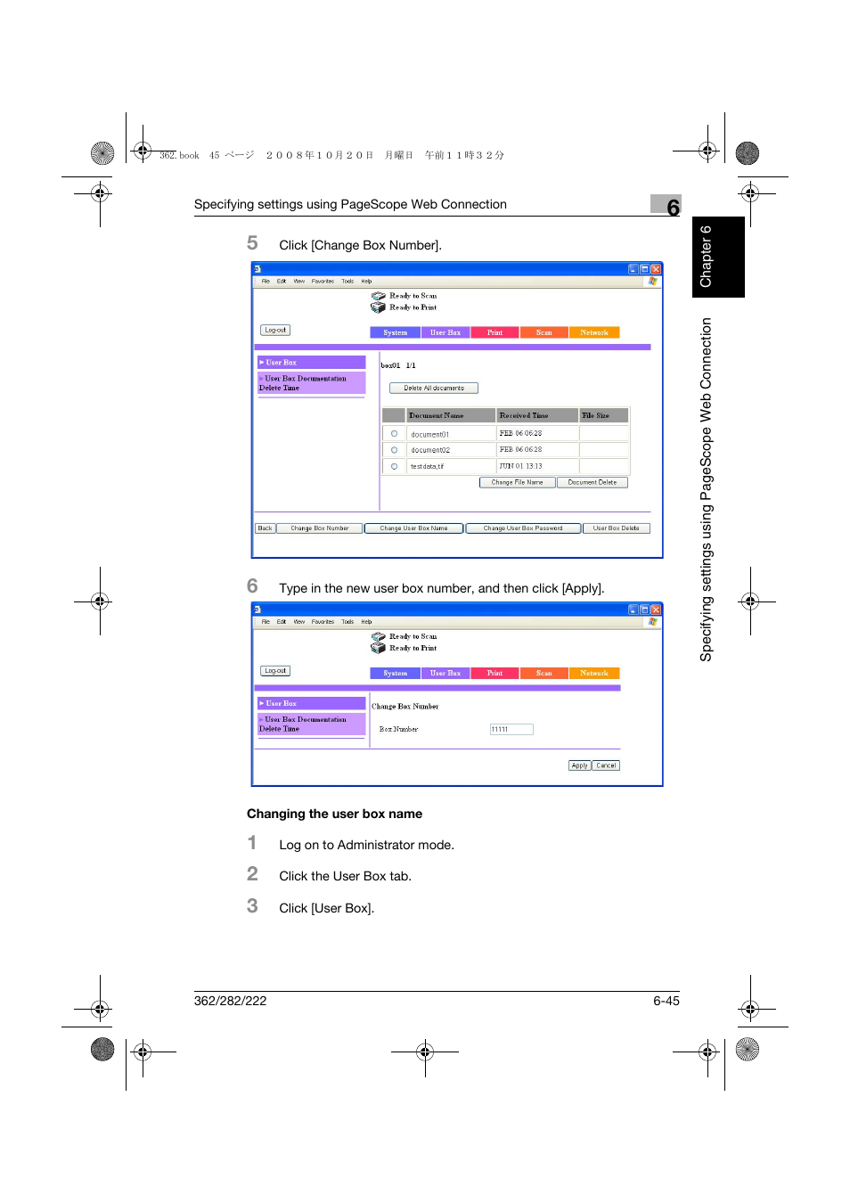 Changing the user box name, Changing the user box name -45 | Konica Minolta bizhub 282 User Manual | Page 186 / 204