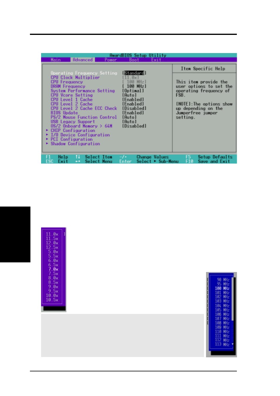 Bios setup, 4 advanced menu | Asus A7V133-C User Manual | Page 60 / 102