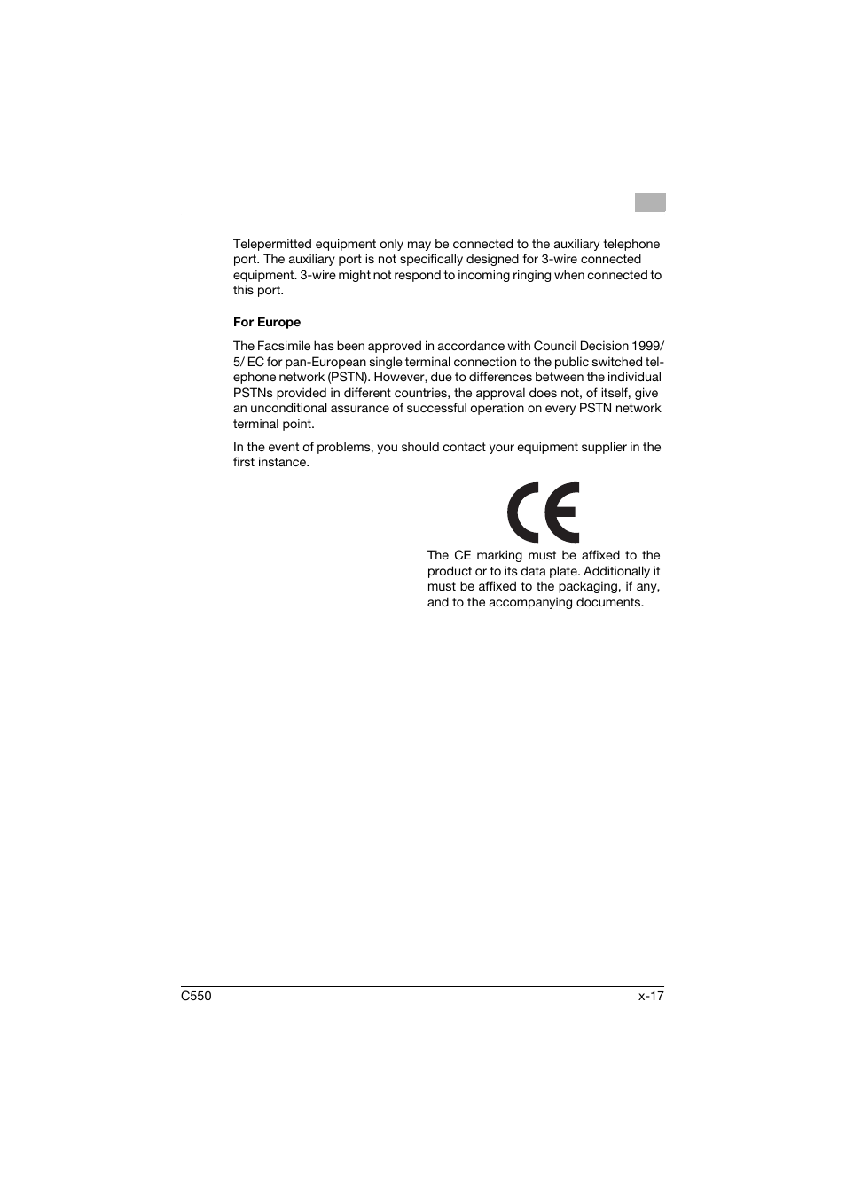 For europe | Konica Minolta bizhub C550 User Manual | Page 18 / 403