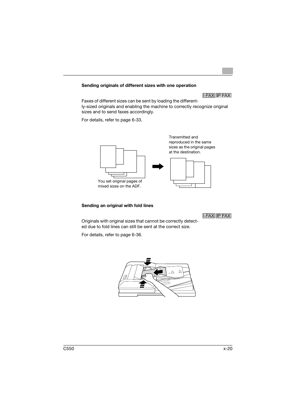 Sending an original with fold lines | Konica Minolta bizhub C550 User Manual | Page 21 / 403