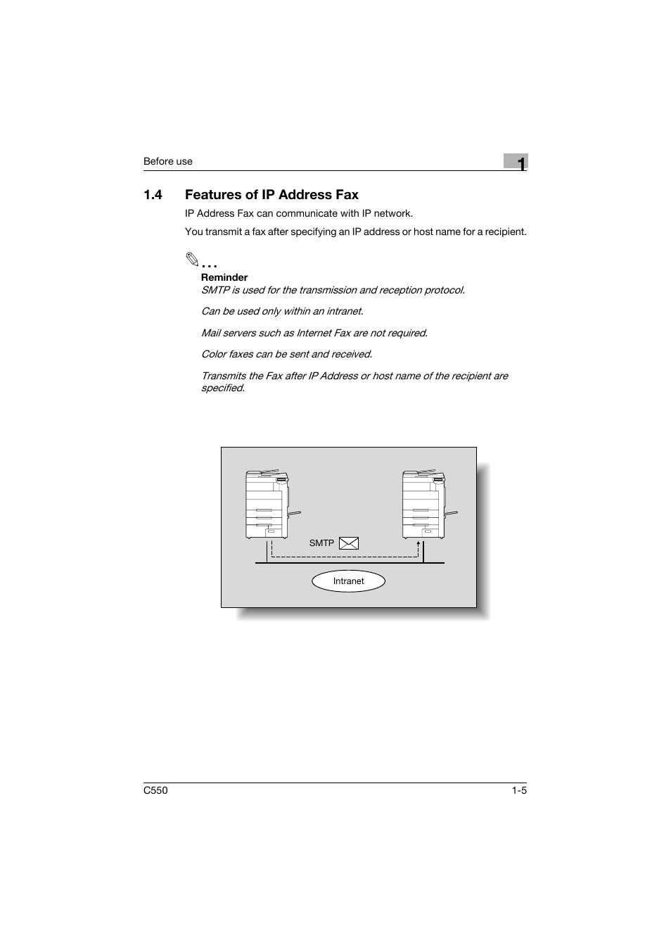 4 features of ip address fax, Features of ip address fax -5 | Konica Minolta bizhub C550 User Manual | Page 34 / 403