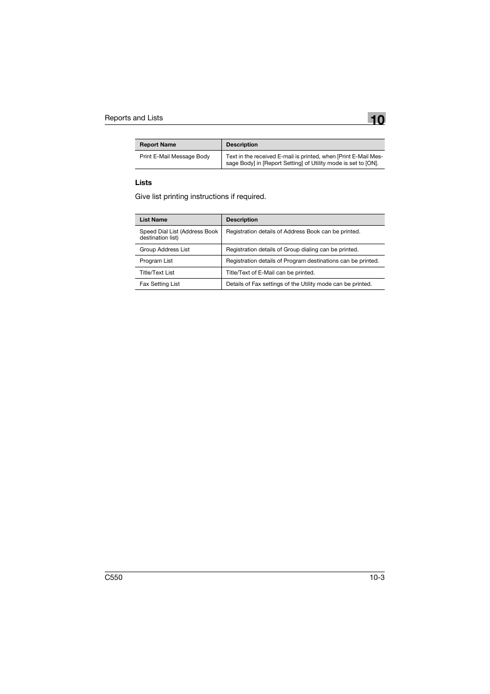 Lists, Lists -3 | Konica Minolta bizhub C550 User Manual | Page 358 / 403