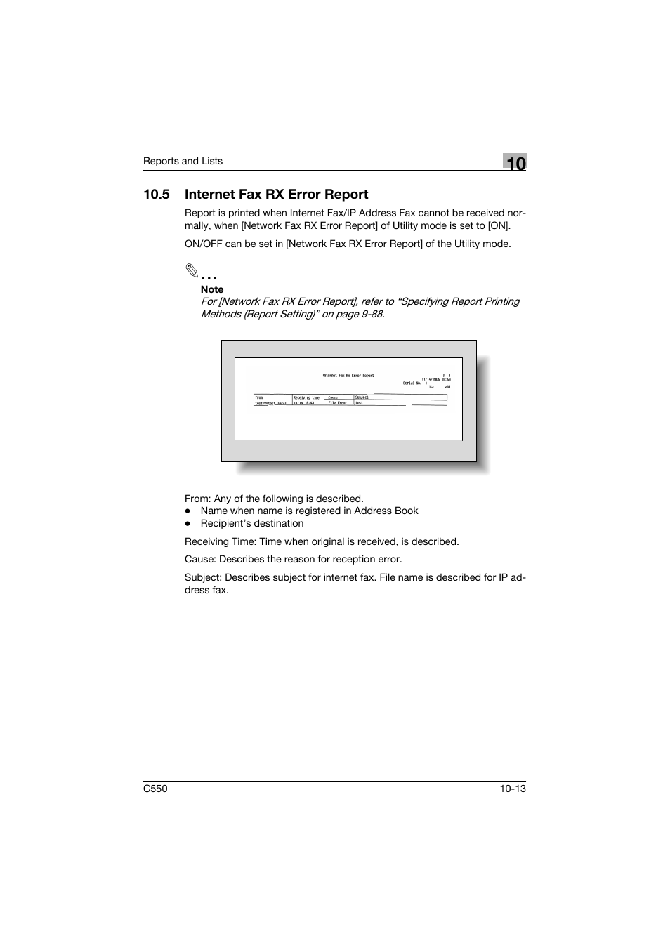 5 internet fax rx error report, Internet fax rx error report -13 | Konica Minolta bizhub C550 User Manual | Page 368 / 403