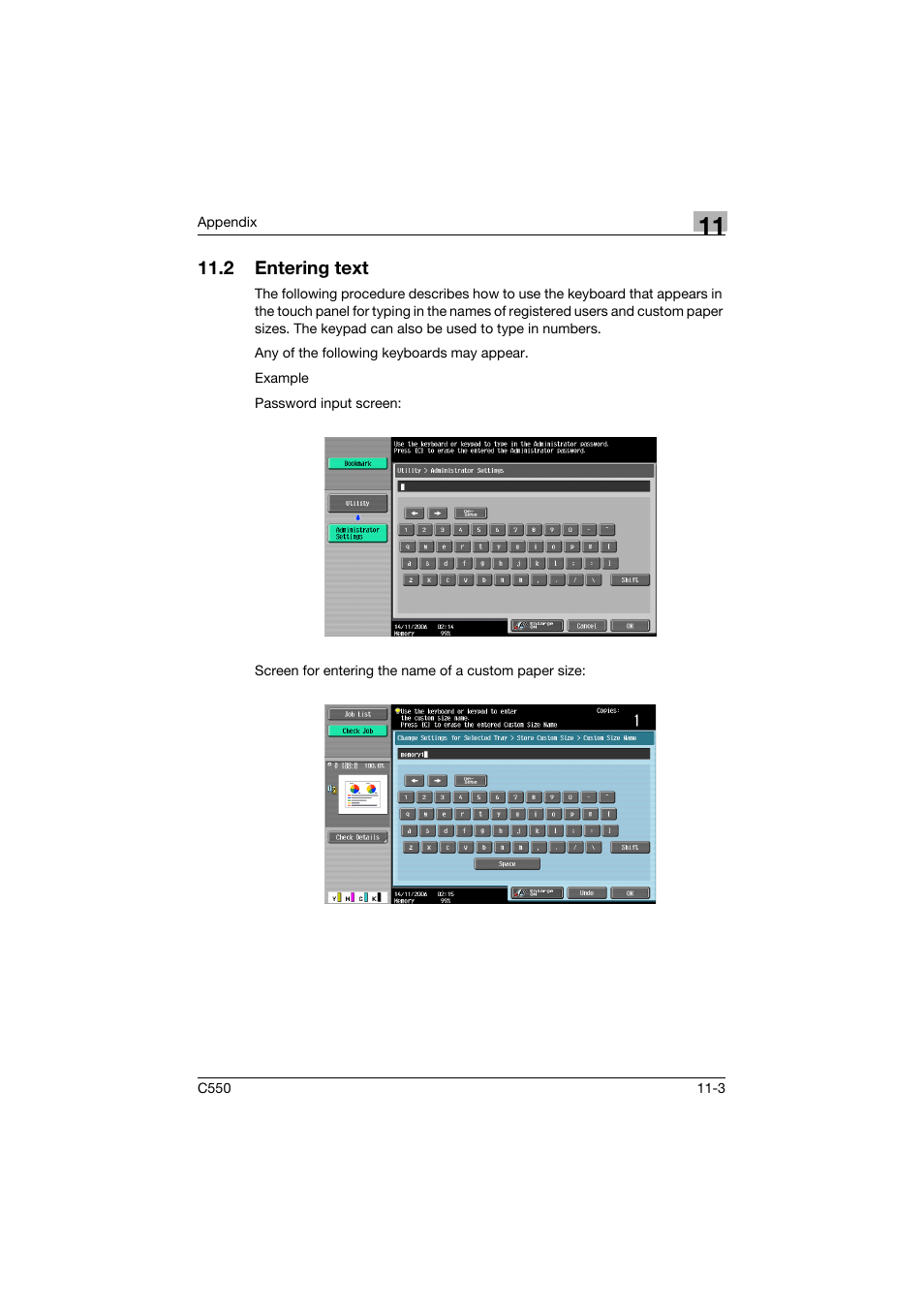 2 entering text, Entering text -3 | Konica Minolta bizhub C550 User Manual | Page 390 / 403