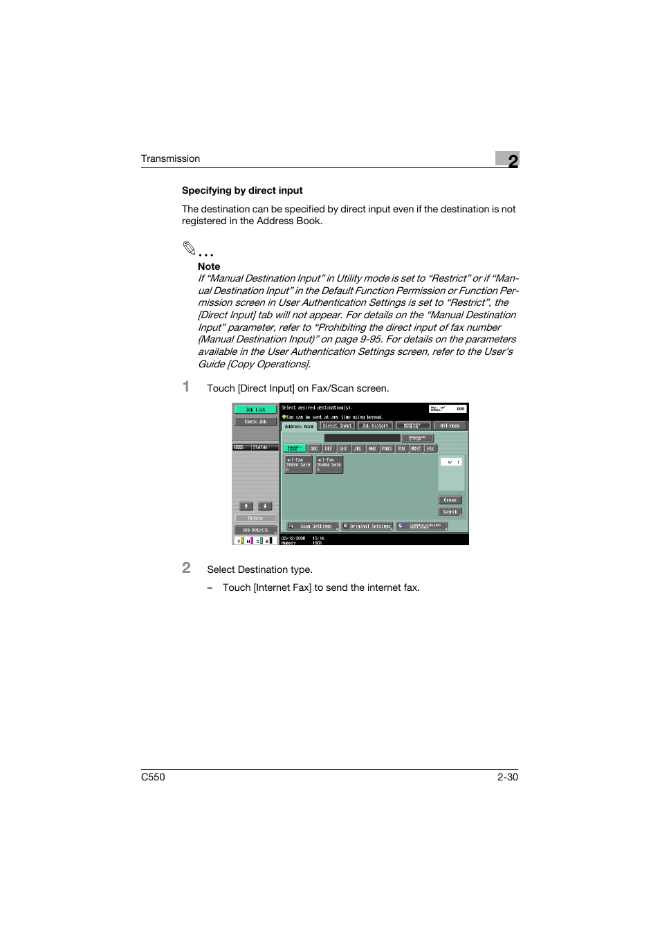 Specifying by direct input, Specifying by direct input -30 | Konica Minolta bizhub C550 User Manual | Page 74 / 403