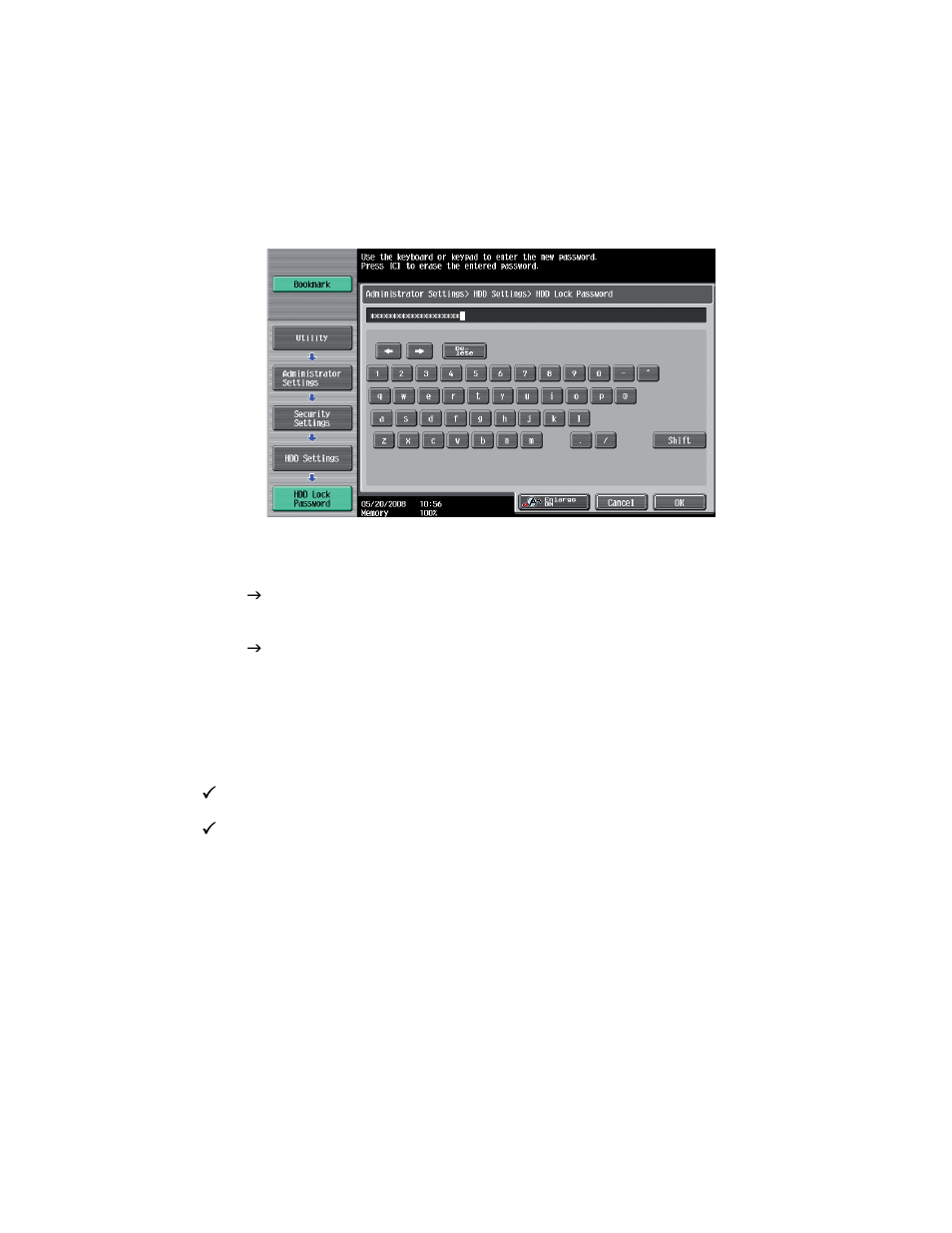 4enabling hdd lock password | Konica Minolta bizhub 751 User Manual | Page 13 / 28