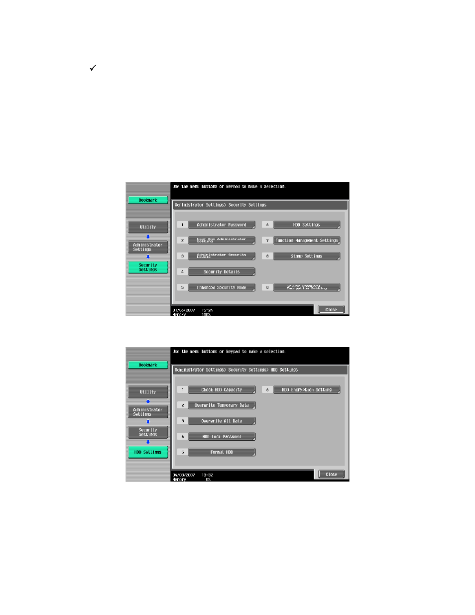 2 enabling the encryption key setting | Konica Minolta bizhub 751 User Manual | Page 3 / 28